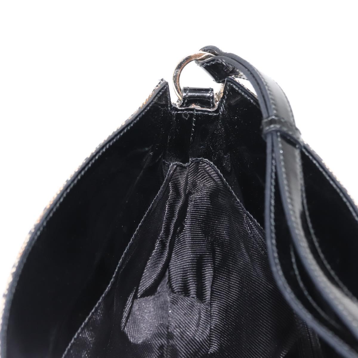 GUCCI GG Canvas Shoulder Bag Black Gold
