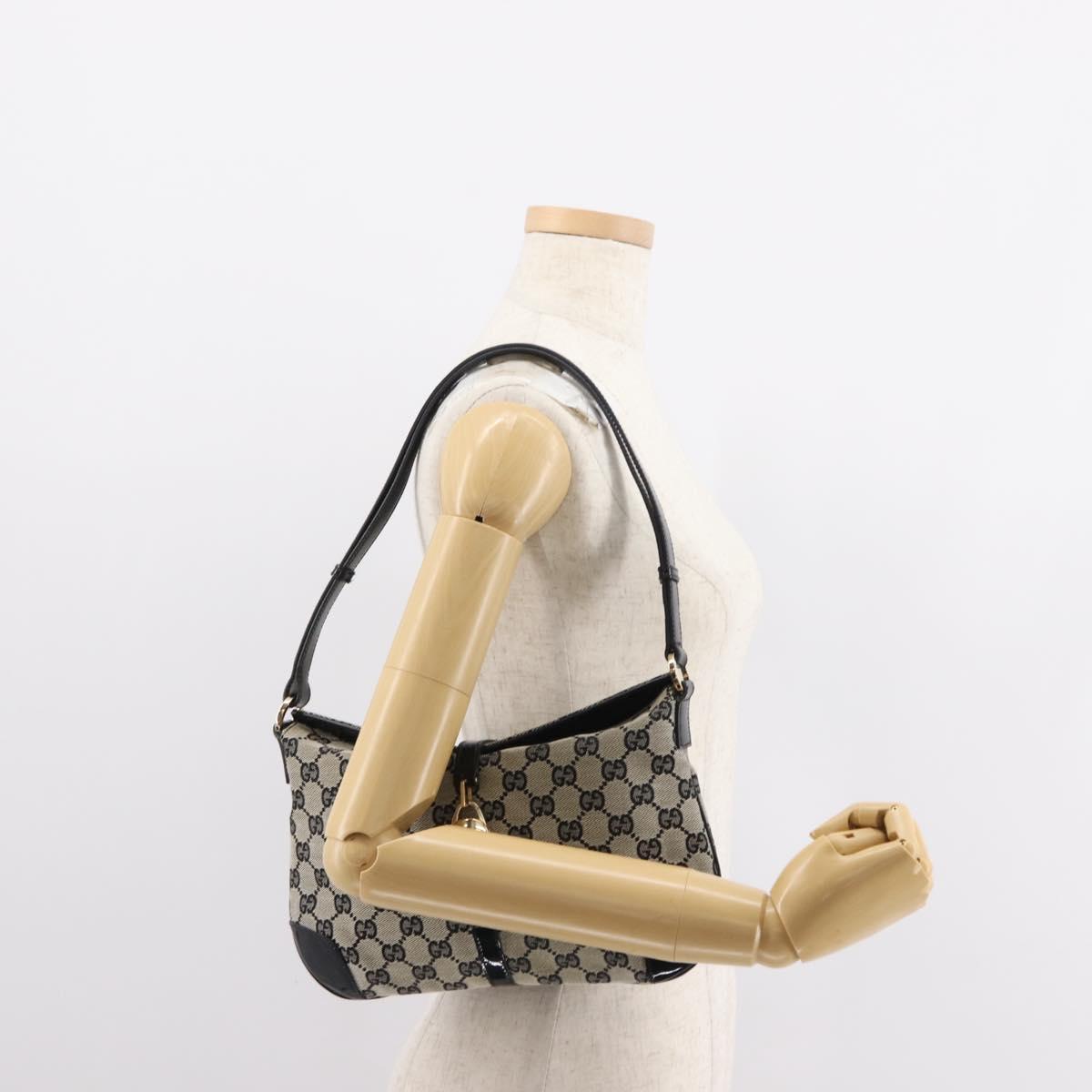 GUCCI GG Canvas Shoulder Bag Black Gold
