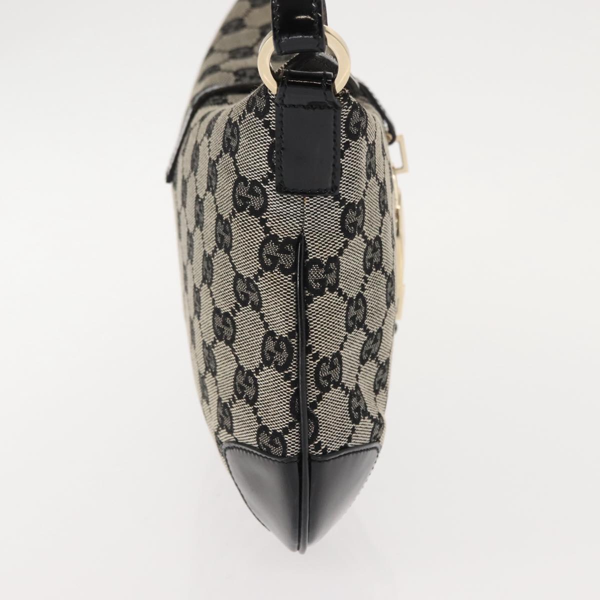 GUCCI GG Canvas Shoulder Bag Black Gold