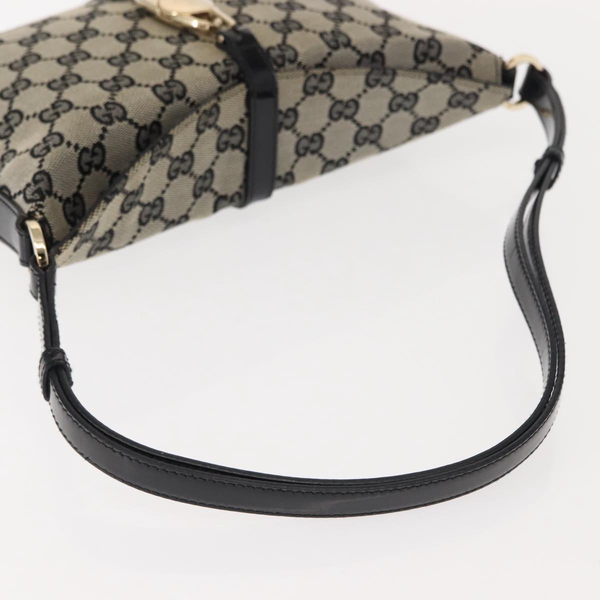 GUCCI GG Canvas Shoulder Bag Black Gold