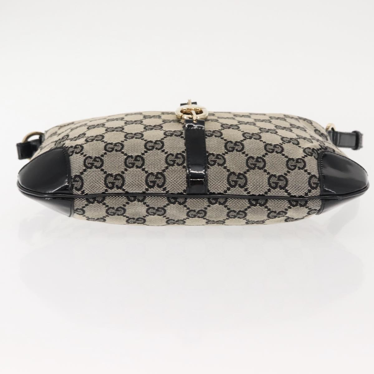 GUCCI GG Canvas Shoulder Bag Black Gold