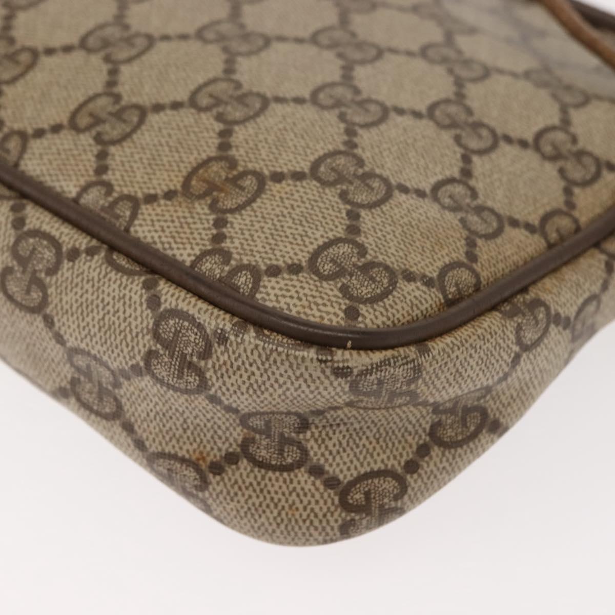 GUCCI GG Supreme Schultertasche PVC Beige Gold