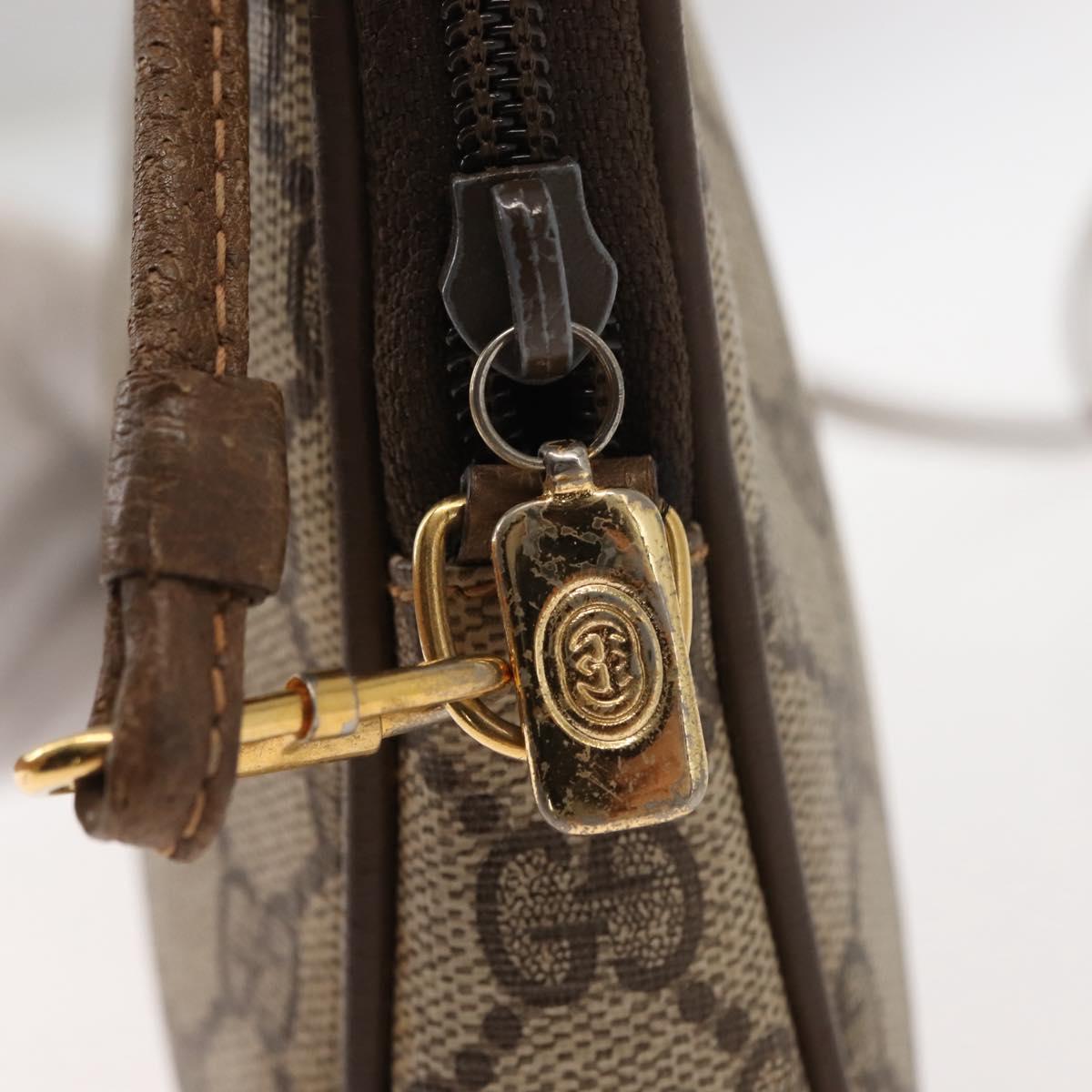 GUCCI GG Supreme Schultertasche PVC Beige Gold