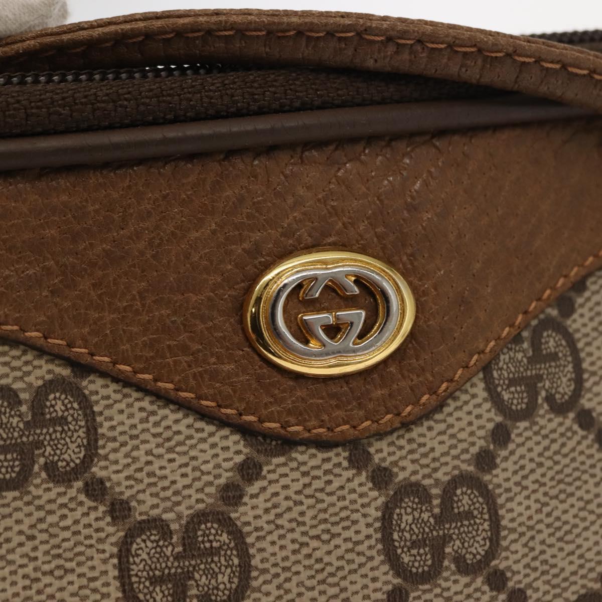 GUCCI GG Supreme Schultertasche PVC Beige Gold