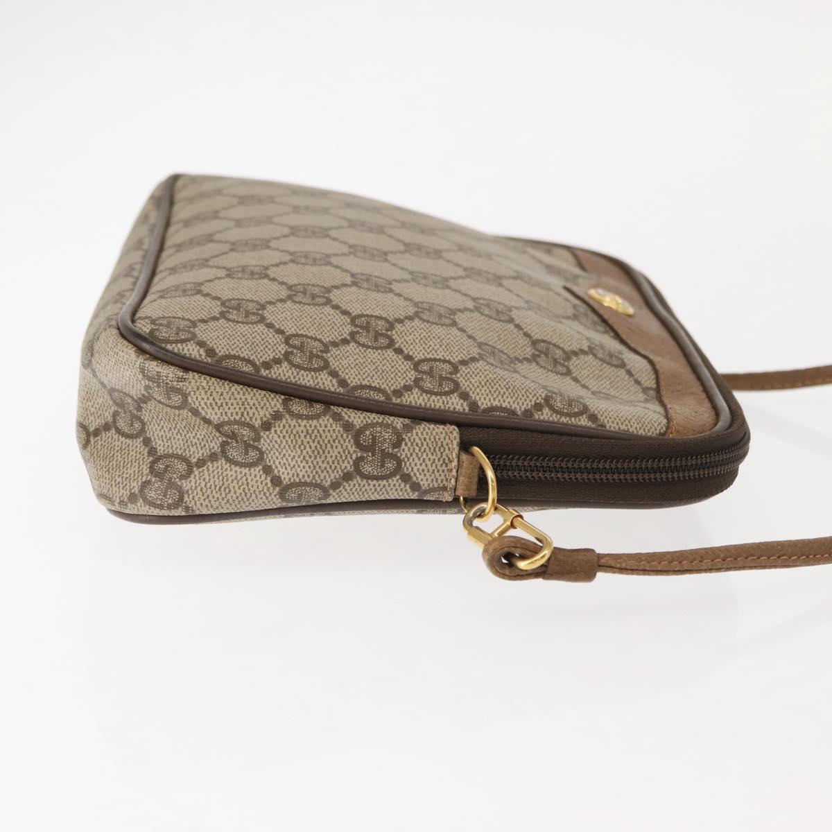 GUCCI GG Supreme Schultertasche PVC Beige Gold