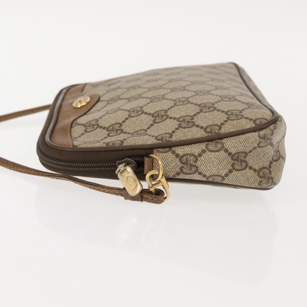 GUCCI GG Supreme Schultertasche PVC Beige Gold