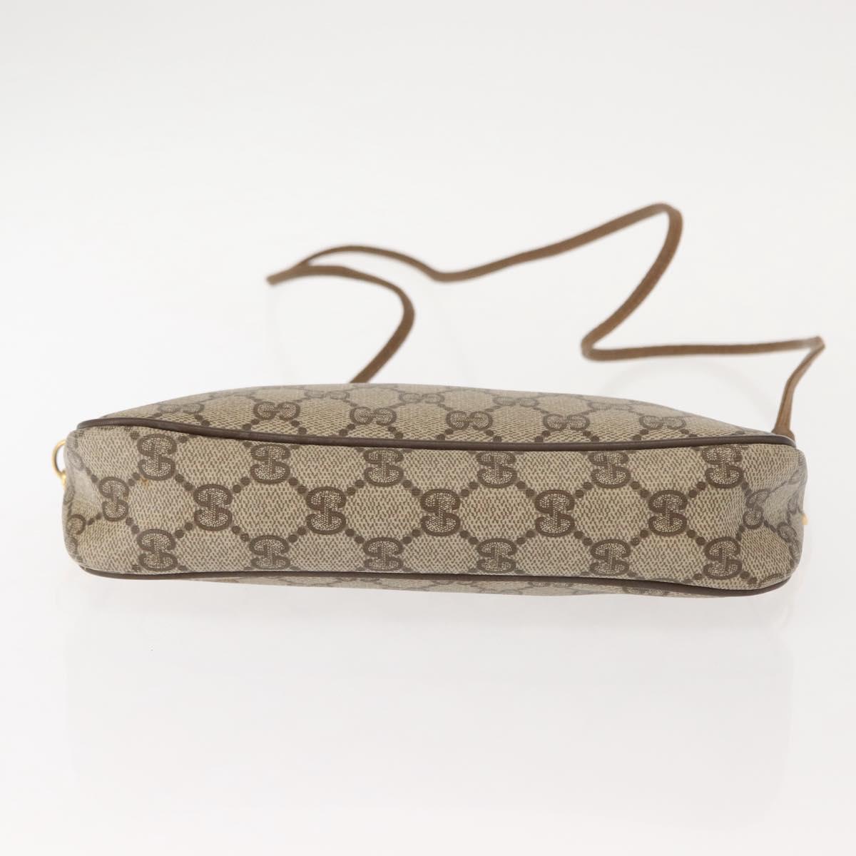 GUCCI GG Supreme Schultertasche PVC Beige Gold
