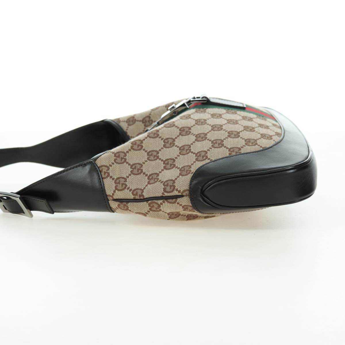 Vintage GUCCI GG Canvas Jackie Bag Web Sherry Line Beige Silver 001 3306
