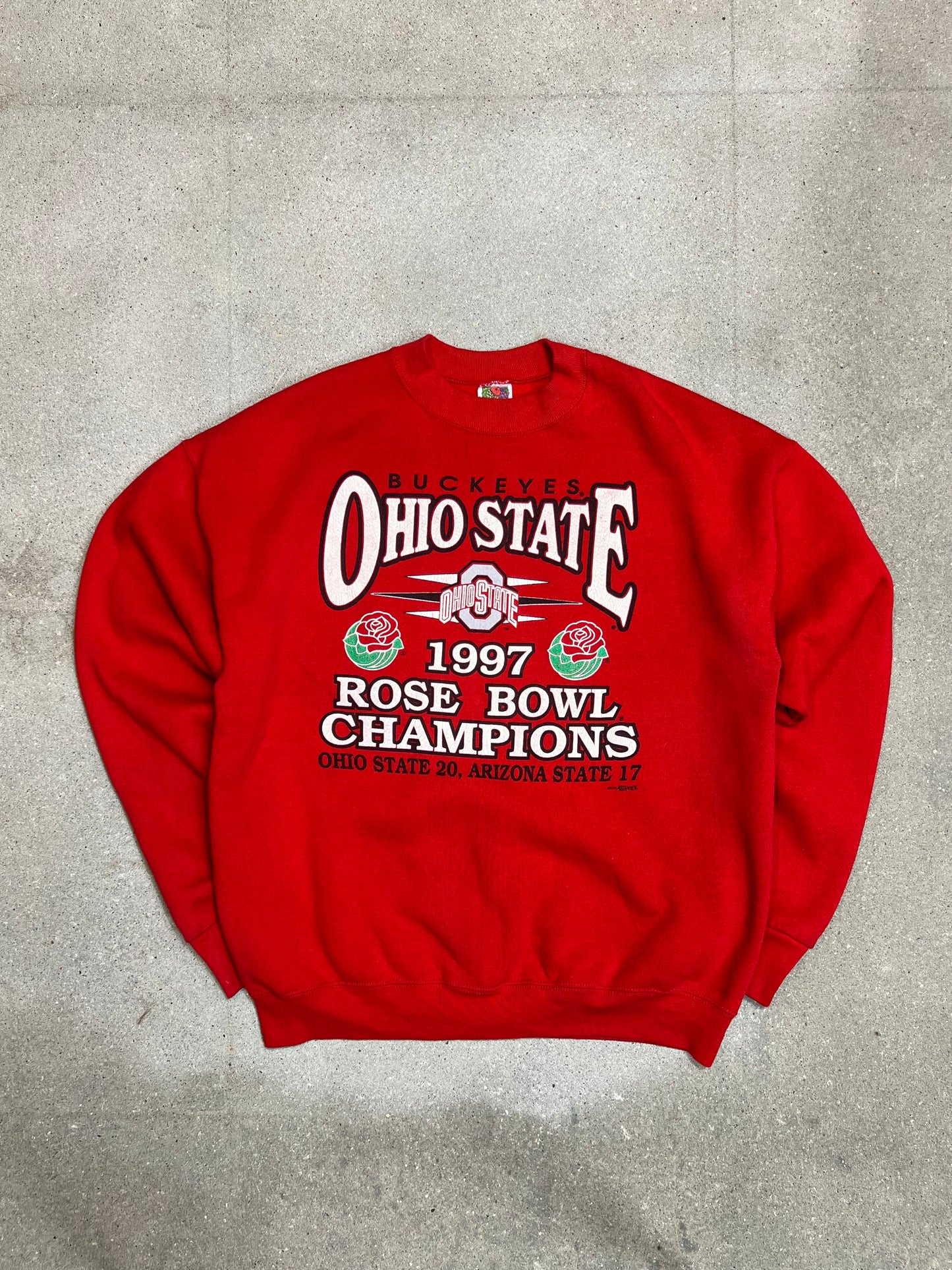 Red Buckeyes Ohio State 1997 Rose Bowl Champion Varsity sweatshirt (Large)