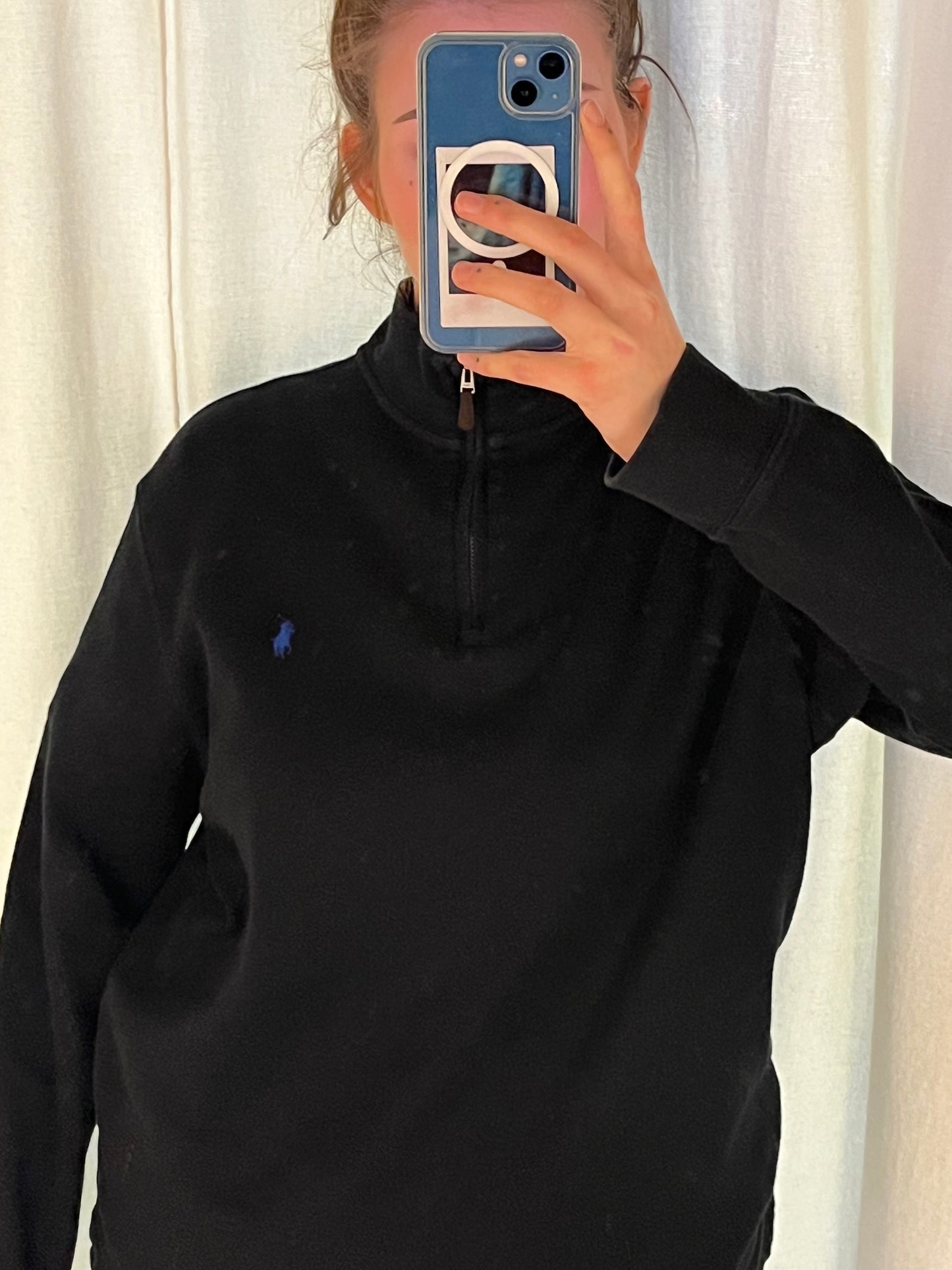 DARK NAVY VINTAGE RALPH LAUREN LOGO QUARTER ZIP (Medium)