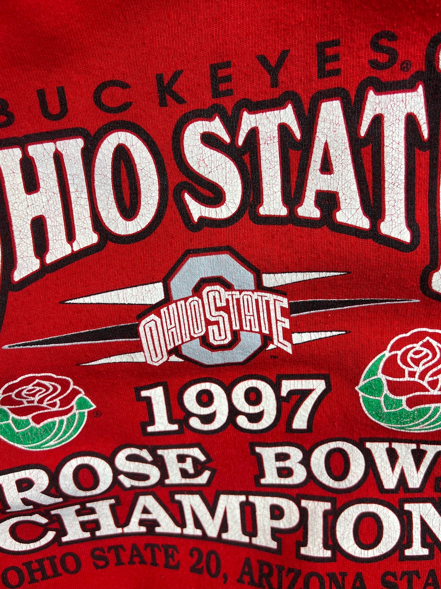 Red Buckeyes Ohio State 1997 Rose Bowl Champion Varsity sweatshirt (Large)
