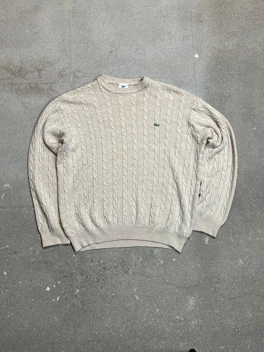 CRÉME/BEIGE VINTAGE LACOSTE LOGO CABLE KNIT (5 / Medium)