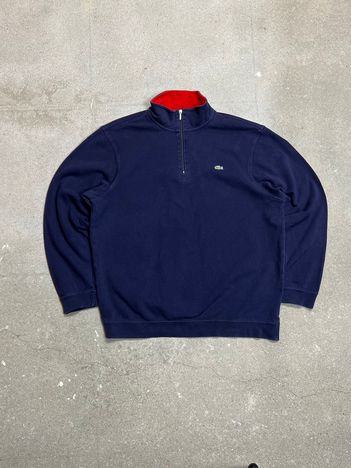 NAVY VINTAGE LACOSTE LOGO QUARTER ZIP (5 / Medium)