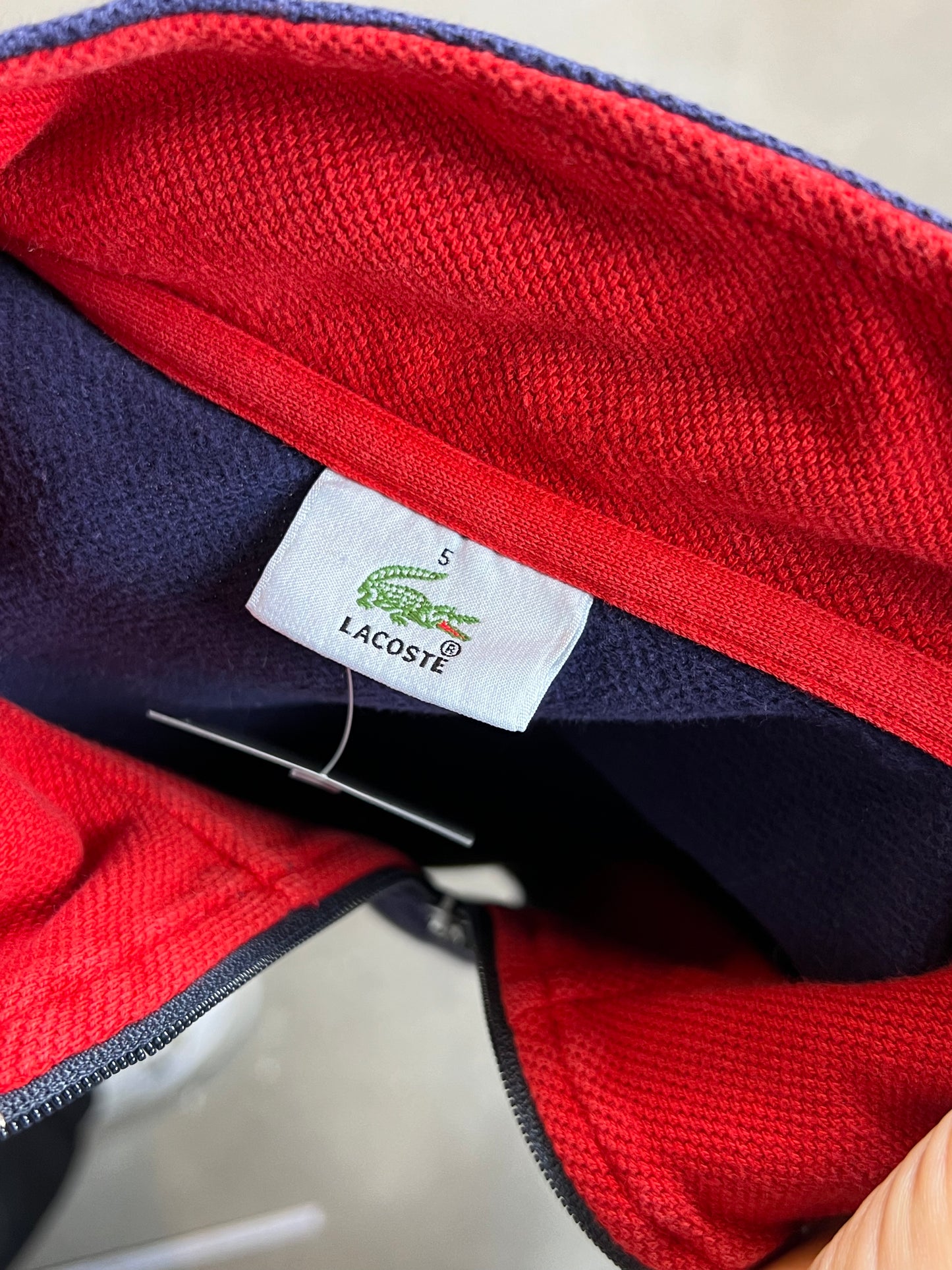 NAVY VINTAGE LACOSTE LOGO QUARTER ZIP (5 / Medium)