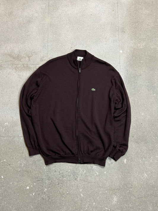 BROWN VINTAGE LACOSTE ZIP KNIT (7 / LARGE)