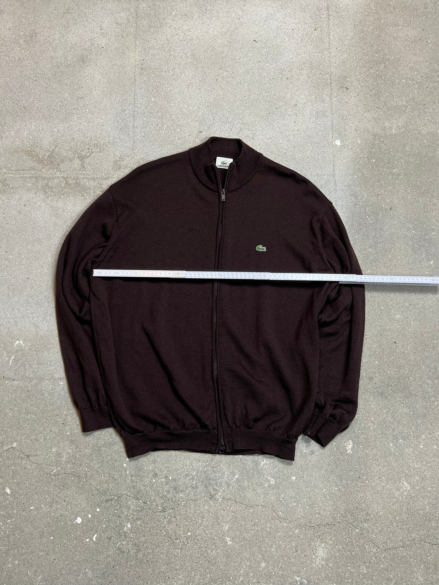 BRAUNER VINTAGE-LACOSTE-ZIP-STRICK (7 / GROß)
