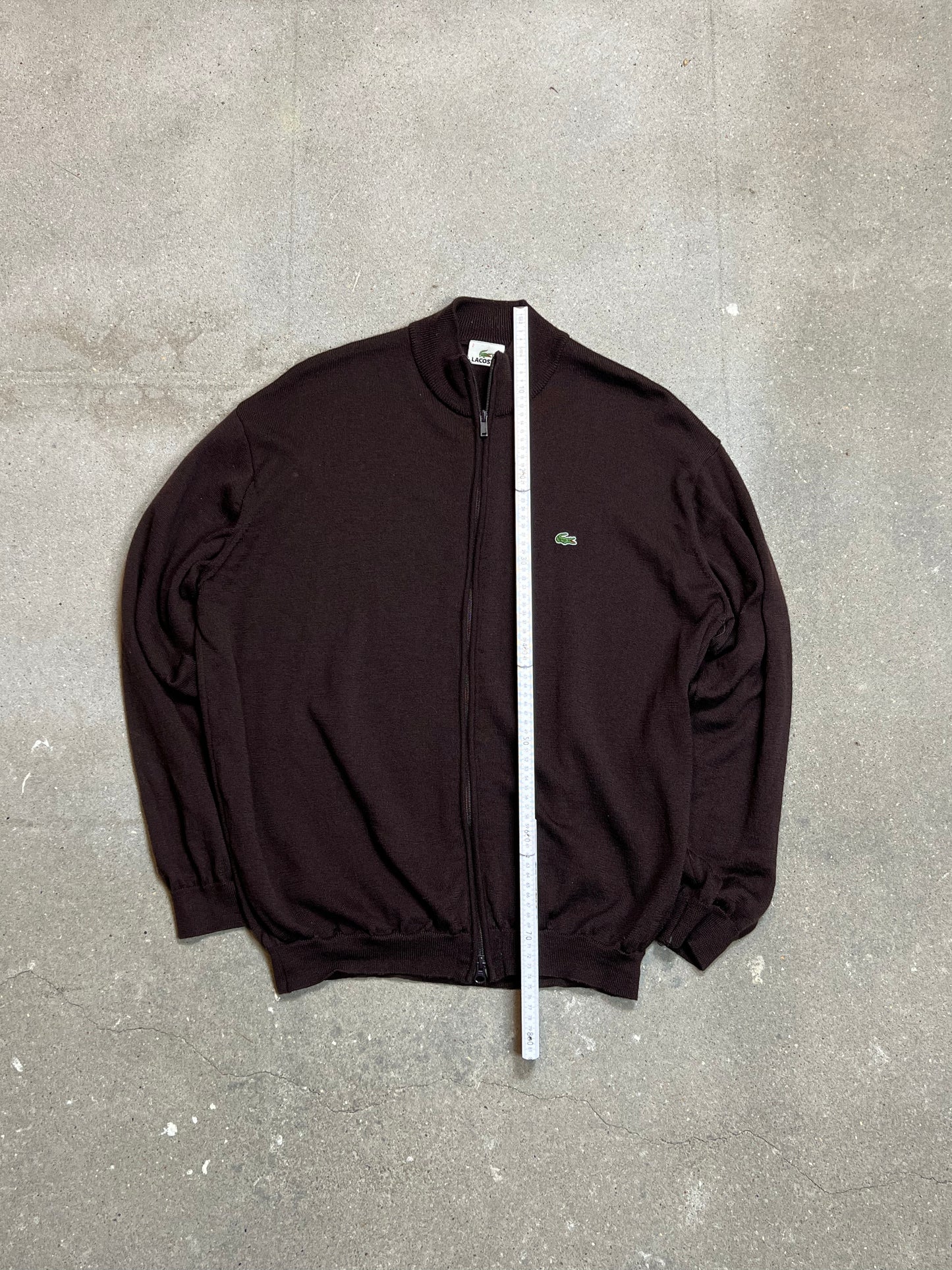 BRAUNER VINTAGE-LACOSTE-ZIP-STRICK (7 / GROß)
