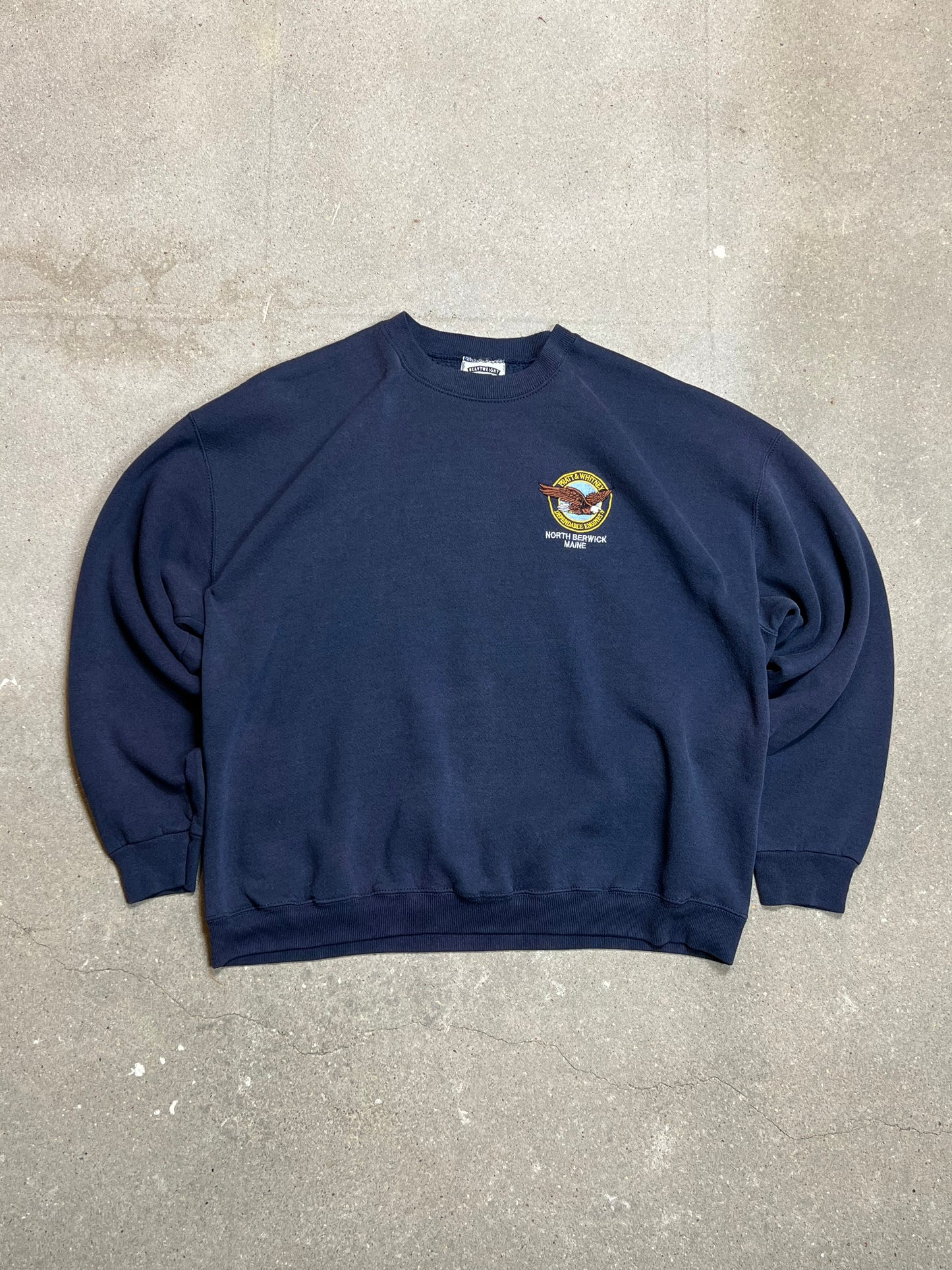 VERBLASSTES NAVY 90ER JAHRE VINTAGE LEE HEAVYWEIGHT „NORTH BERWICK MAINE“ (XXL)