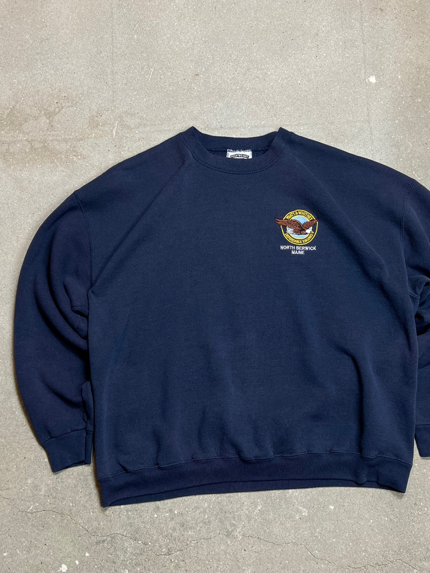 VERBLASSTES NAVY 90ER JAHRE VINTAGE LEE HEAVYWEIGHT „NORTH BERWICK MAINE“ (XXL)
