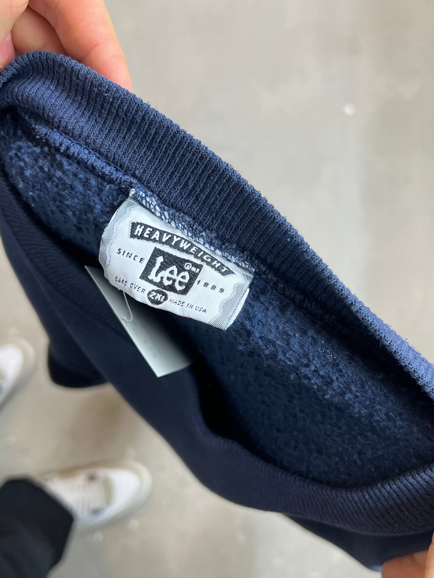 VERBLASSTES NAVY 90ER JAHRE VINTAGE LEE HEAVYWEIGHT „NORTH BERWICK MAINE“ (XXL)
