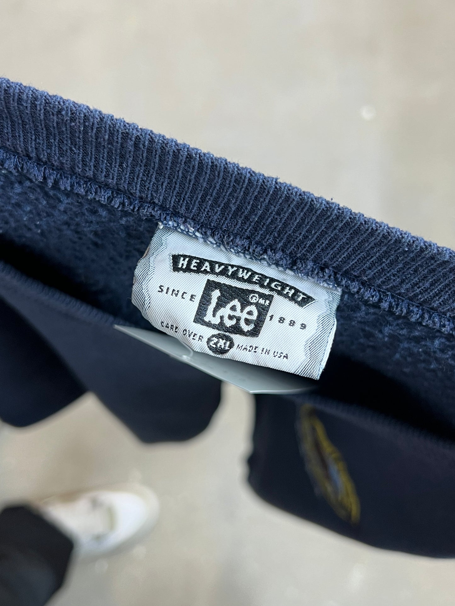VERBLASSTES NAVY 90ER JAHRE VINTAGE LEE HEAVYWEIGHT „NORTH BERWICK MAINE“ (XXL)
