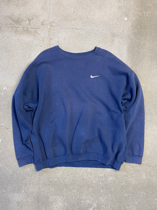 Faded Navy Rare 1990s Nike Faded Logo Sweatshirt (Made in USA) (XL)