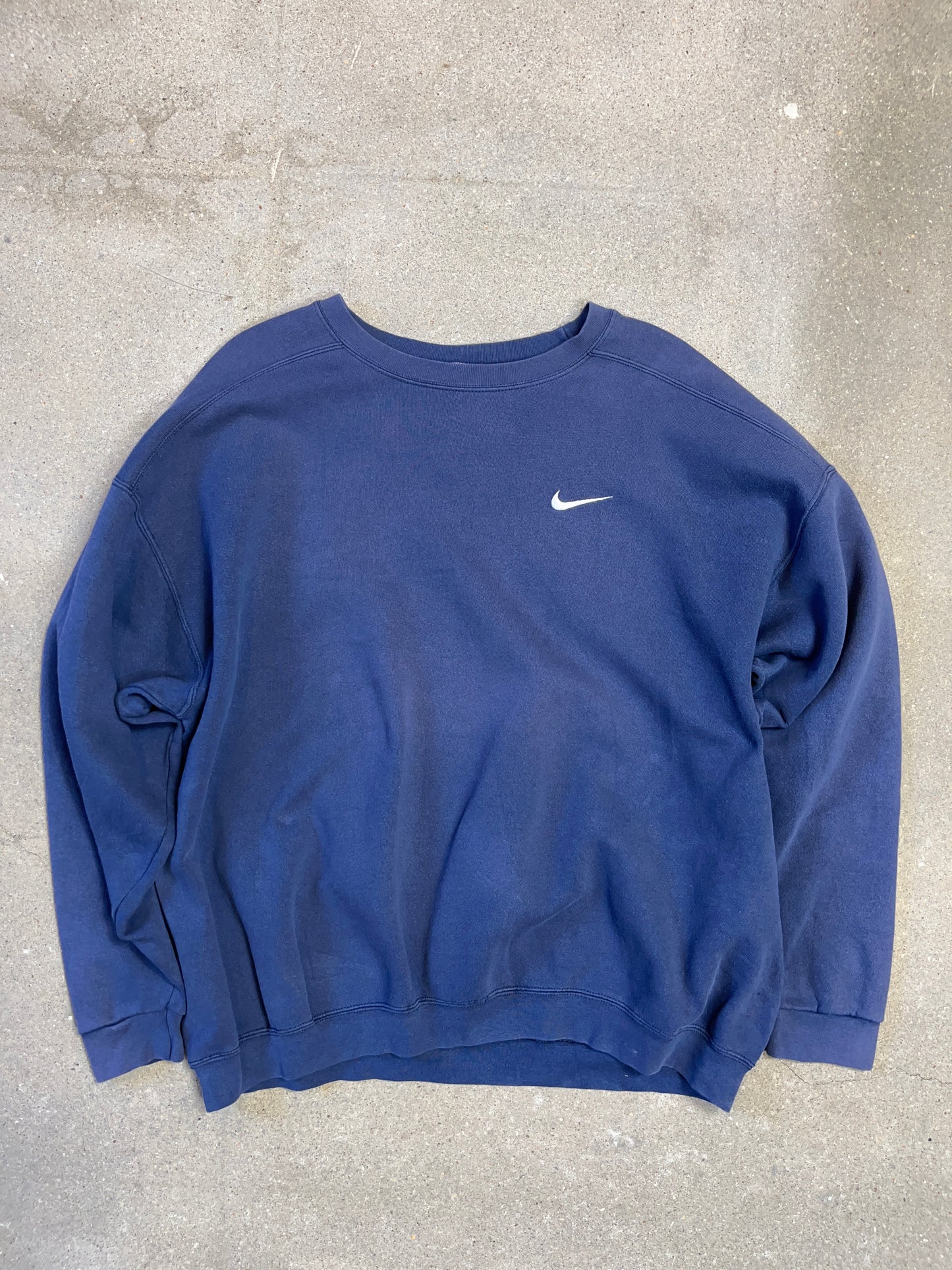 Faded Navy Rare 1990s Nike Faded Logo Sweatshirt (Made in USA) (XL)