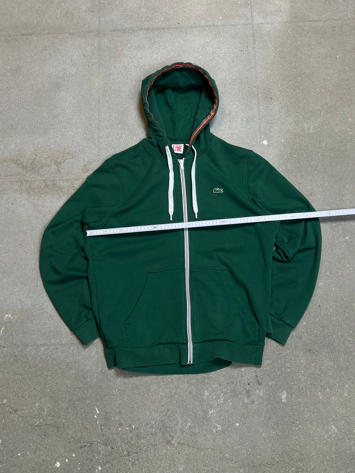 GREEN VINTAGE LACOSTE LIVE LOGO ZIP HOODIE (6 / Large)