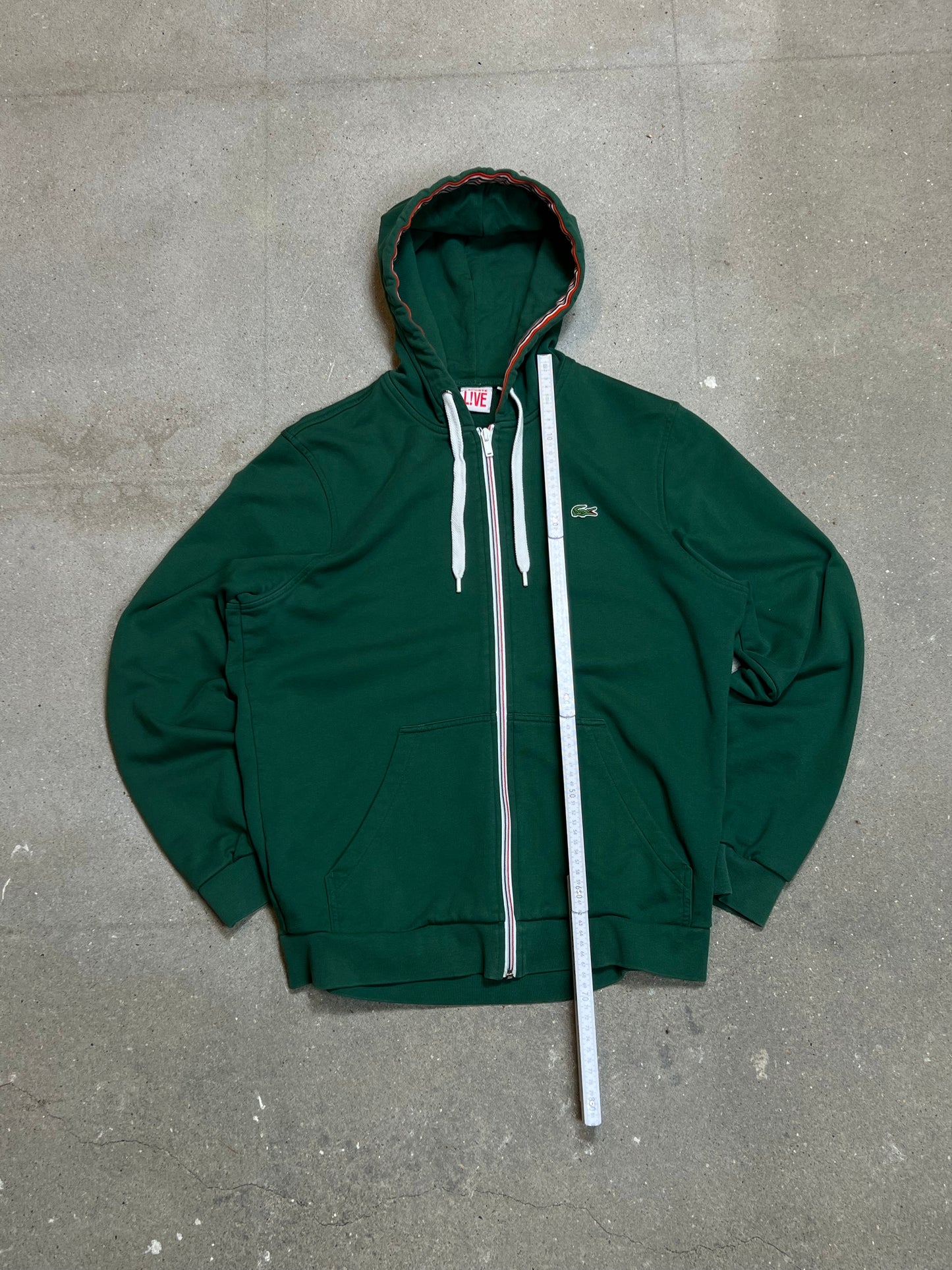 GREEN VINTAGE LACOSTE LIVE LOGO ZIP HOODIE (6 / Large)