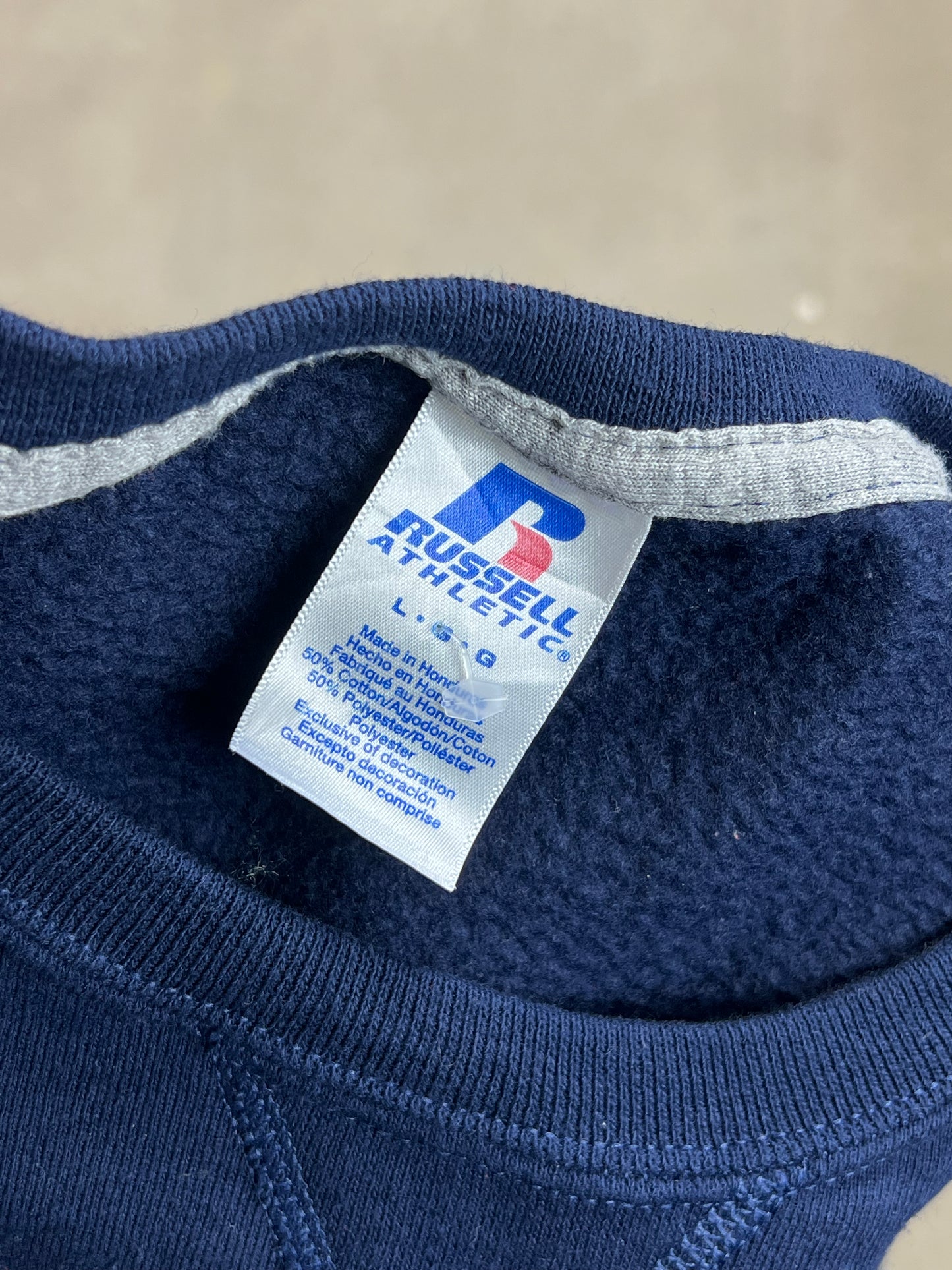 NAVY VINTAGE RUSSEL ATHLETICS BLANK SWEATSHIRT (Large)