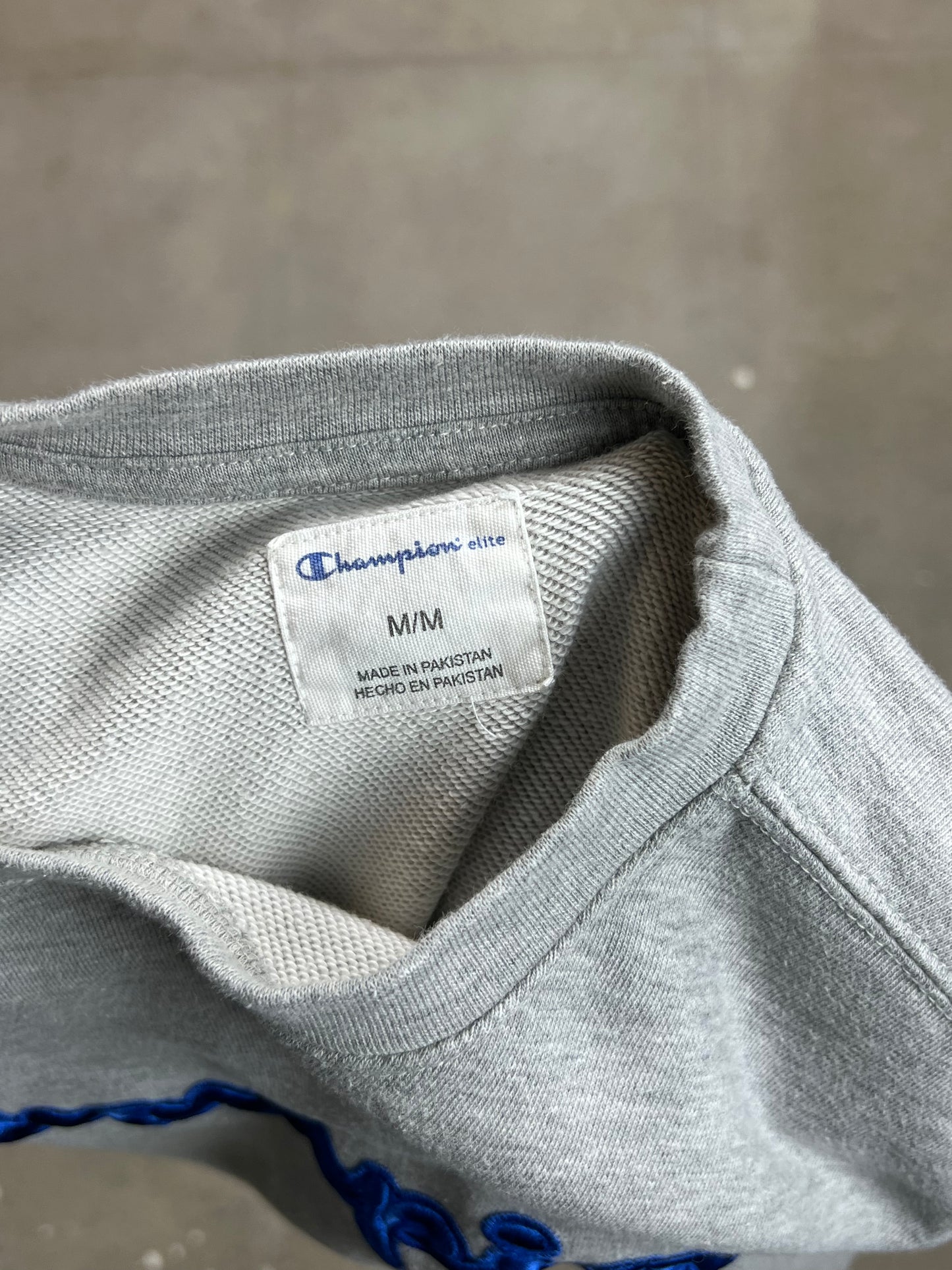GREY VINTAGE CHAMPION SPELLOUT SWEATSHIRT (Medium)