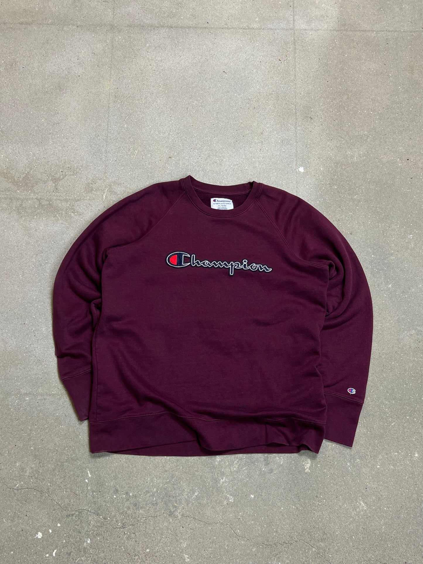 BURGUNDER VINTAGE CHAMPION SPELLOUT SWEATSHIRT (XL)