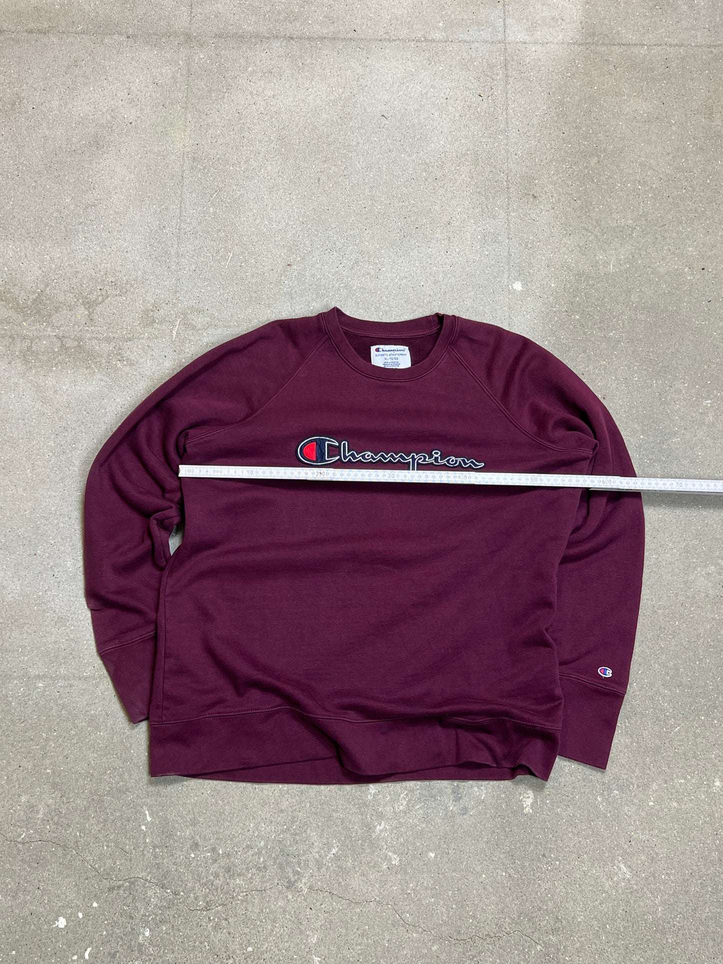 BURGUNDER VINTAGE CHAMPION SPELLOUT SWEATSHIRT (XL)