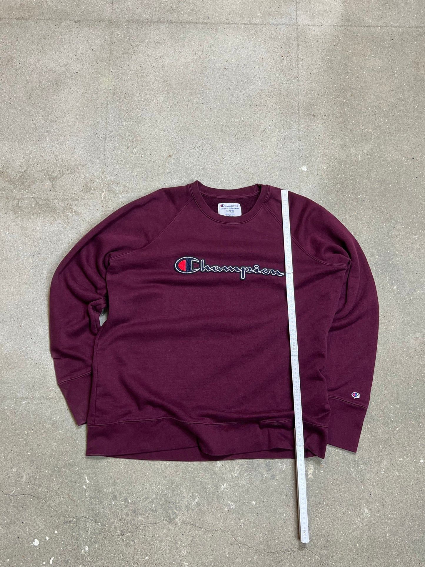 BURGUNDER VINTAGE CHAMPION SPELLOUT SWEATSHIRT (XL)