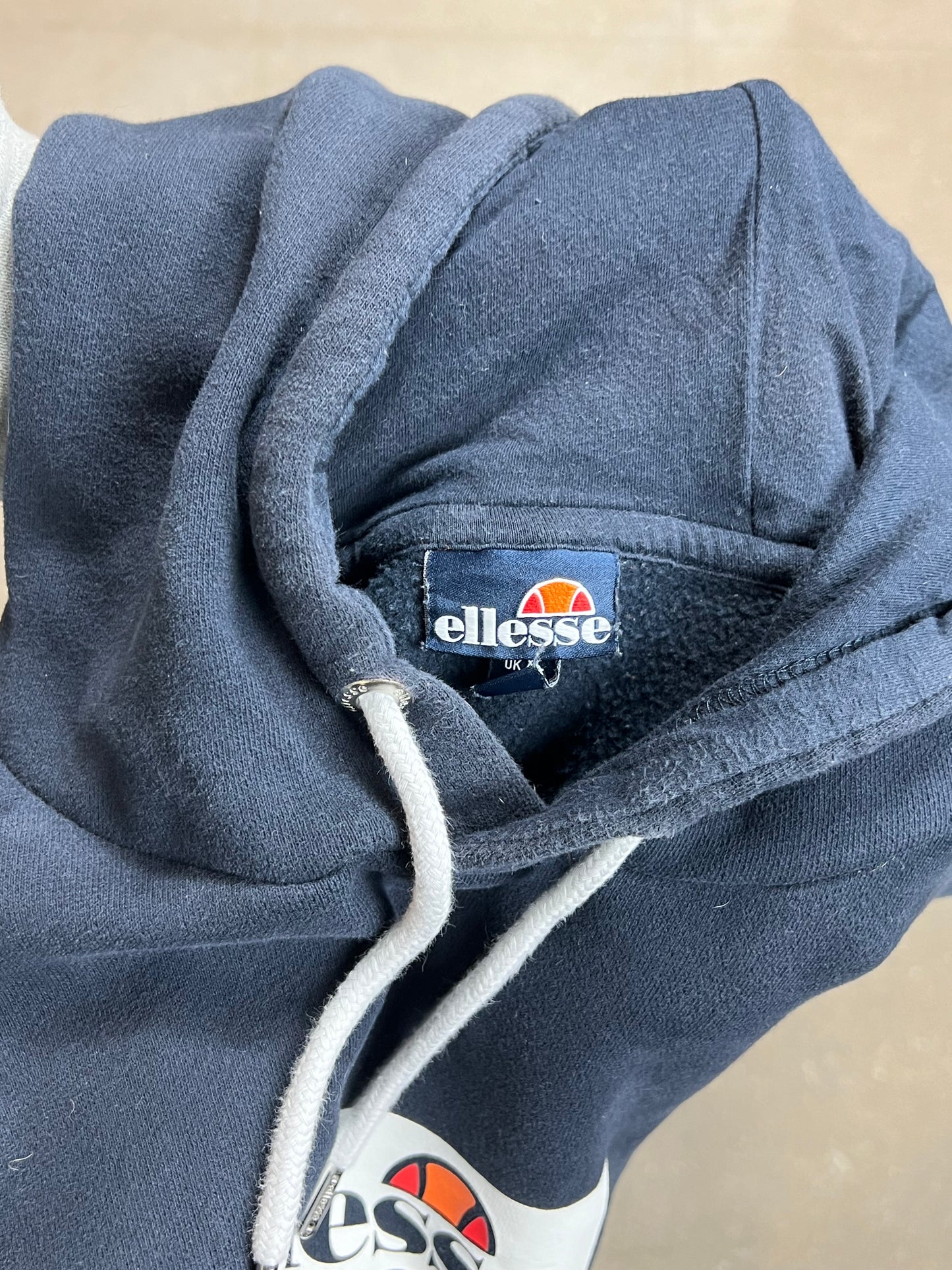 NAVY BLUE VINTAGE ELLESSE HOODIE (XL)