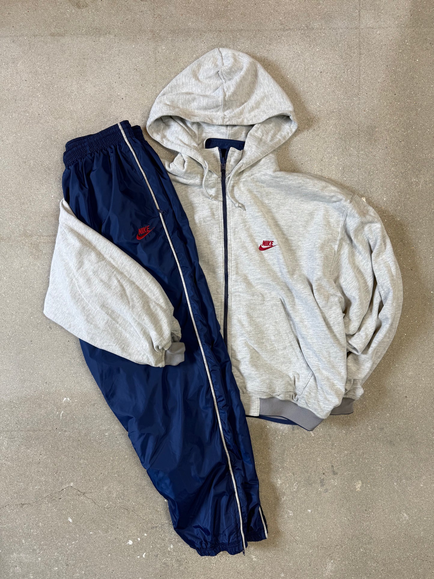 Early 90s Blue Red Nike Regular/Boxy Reversible Track Suit Set (Jacket XL + Pants XL)