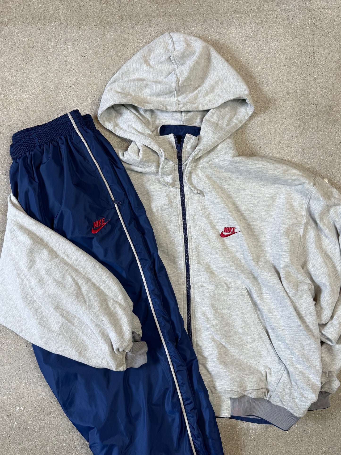 Early 90s Blue Red Nike Regular/Boxy Reversible Track Suit Set (Jacket XL + Pants XL)