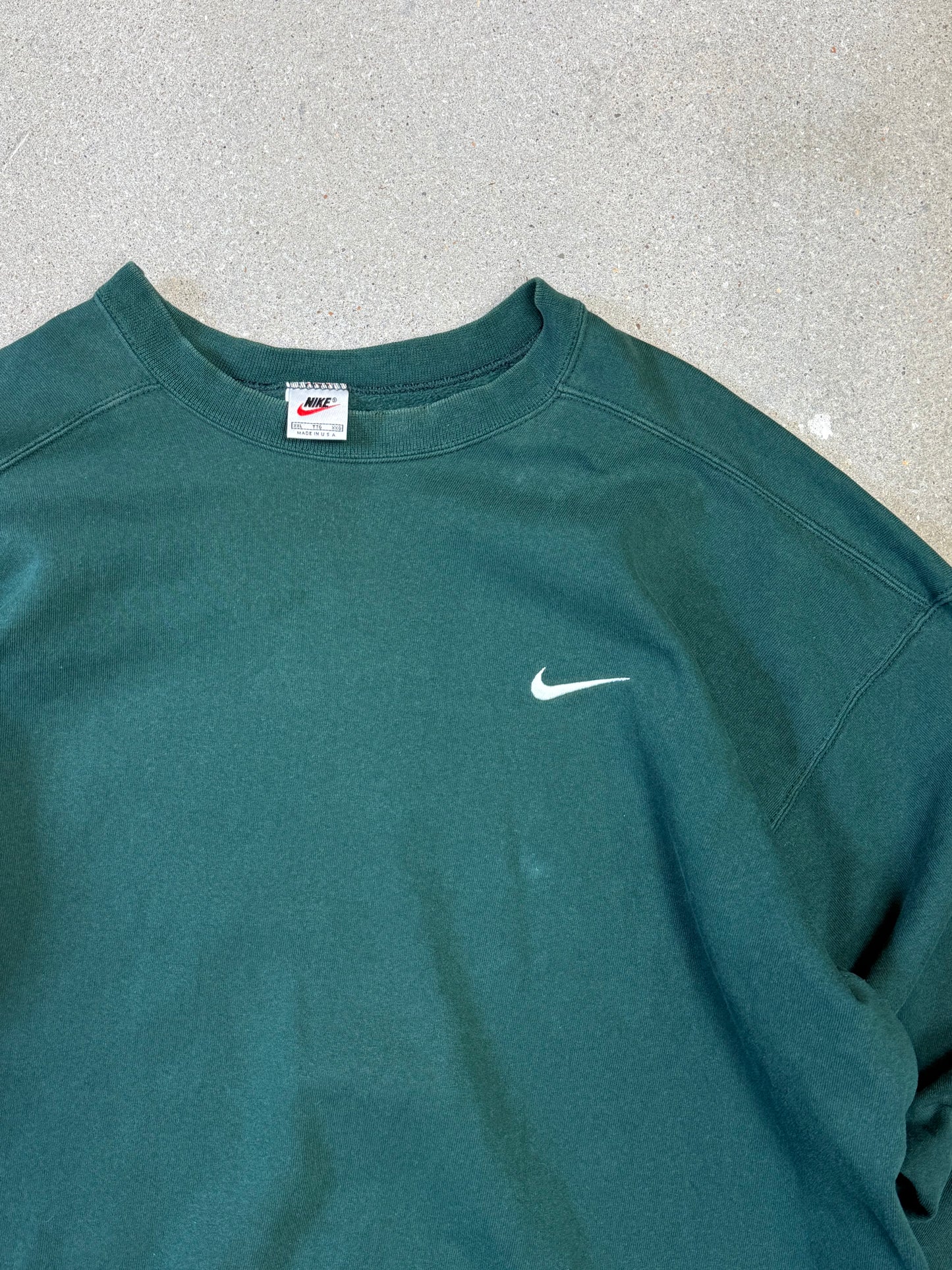 Late 1990s Made in USA Nike Swoosh Embroidery Logo Sweatshirt Forest green (XXL)