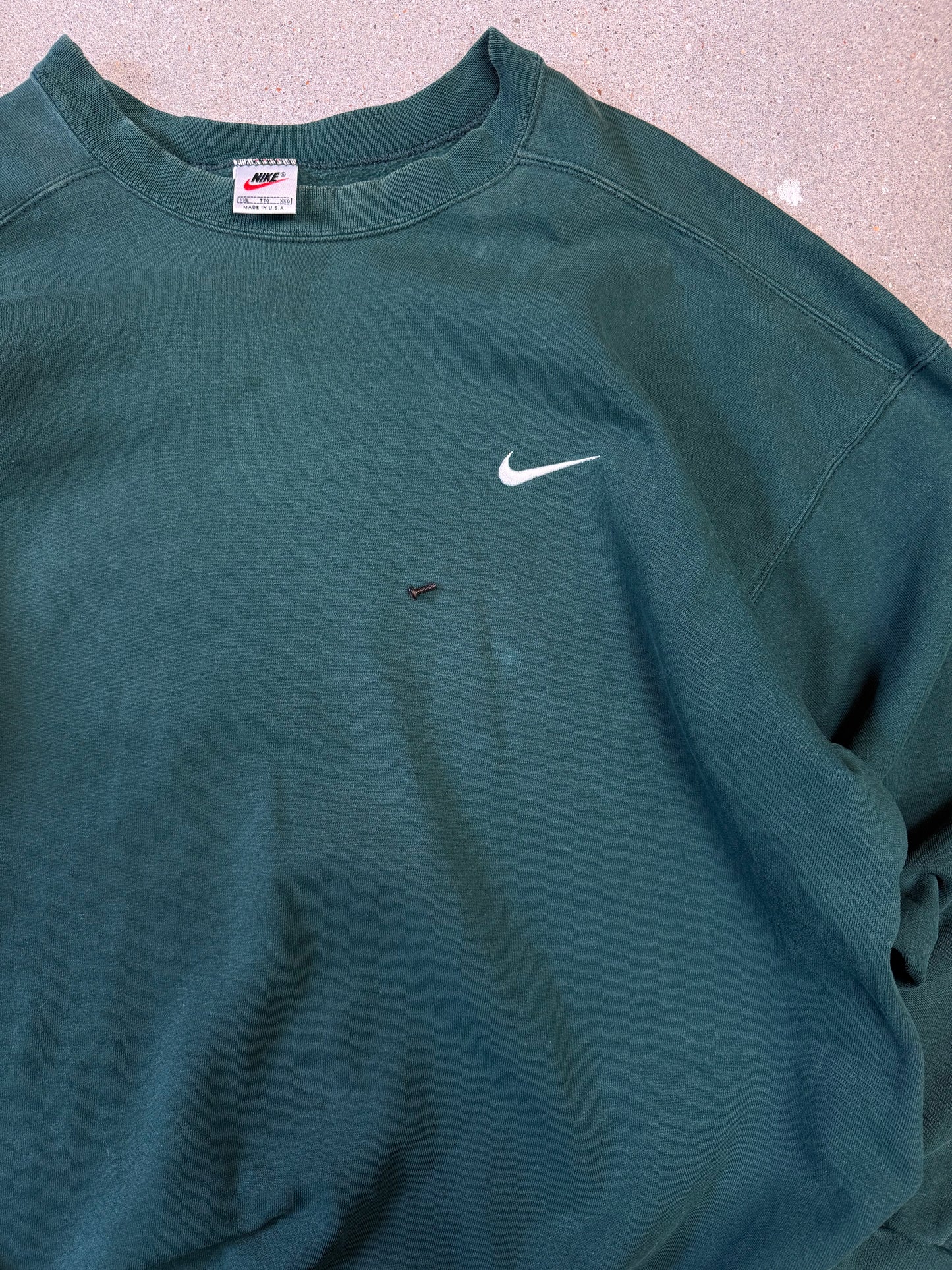 Late 1990s Made in USA Nike Swoosh Embroidery Logo Sweatshirt Forest green (XXL)