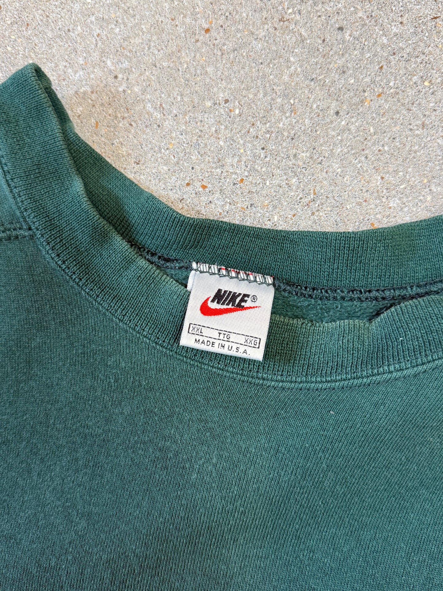 Late 1990s Made in USA Nike Swoosh Embroidery Logo Sweatshirt Forest green (XXL)