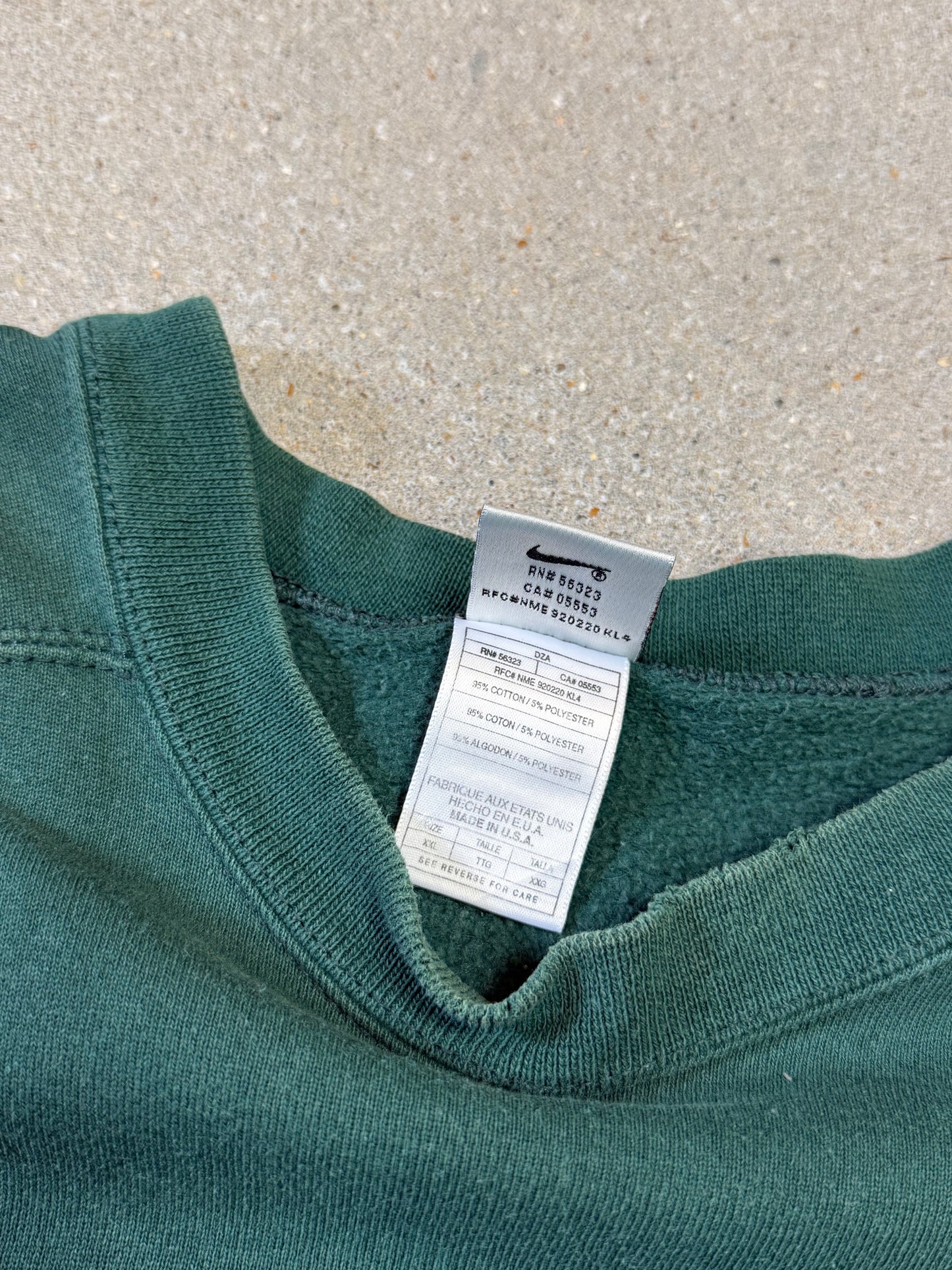 Late 1990s Made in USA Nike Swoosh Embroidery Logo Sweatshirt Forest green (XXL)