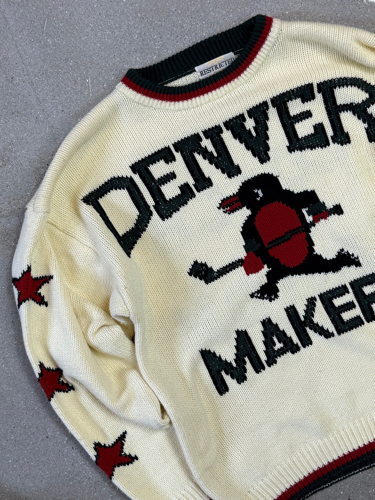 Rare Vintage Denver Makers Coach Union Penguin Boxy Knit in Créme (Size 3. Size L)