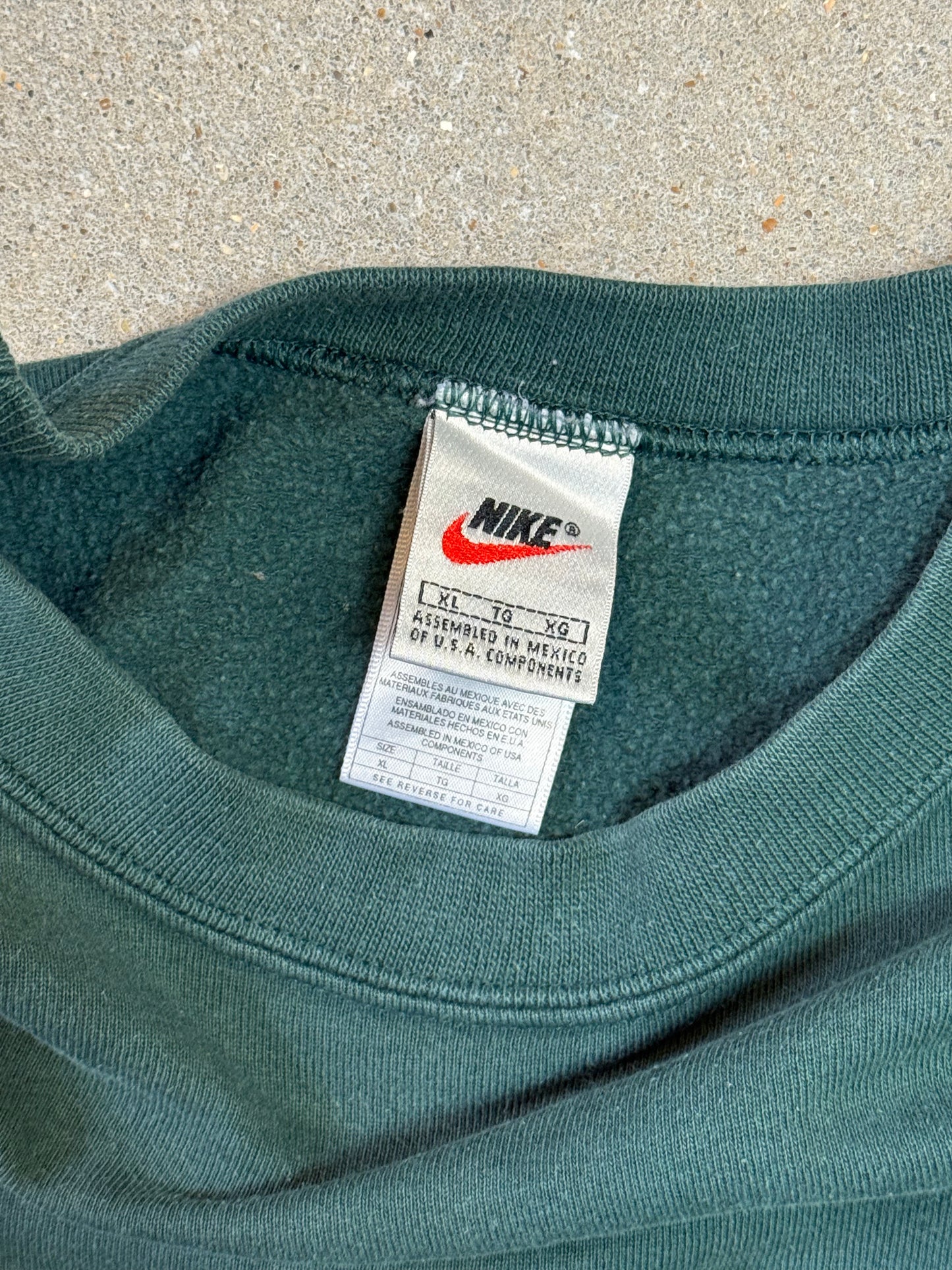 Late 1990s Made in USA Nike Swoosh Embroidery Logo Sweatshirt Forest Green (XL)