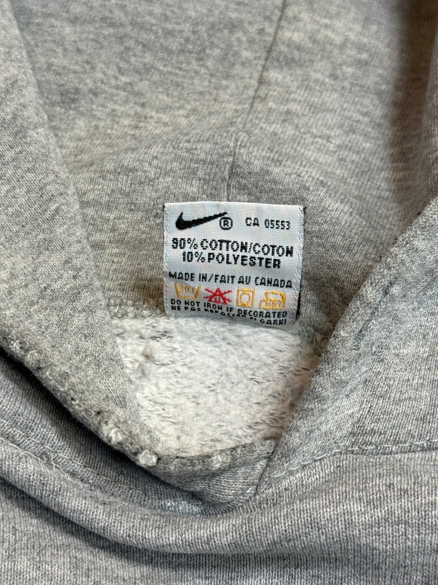 90s Heather Grey Nike blue spellout centre logo Hoodie (XL)