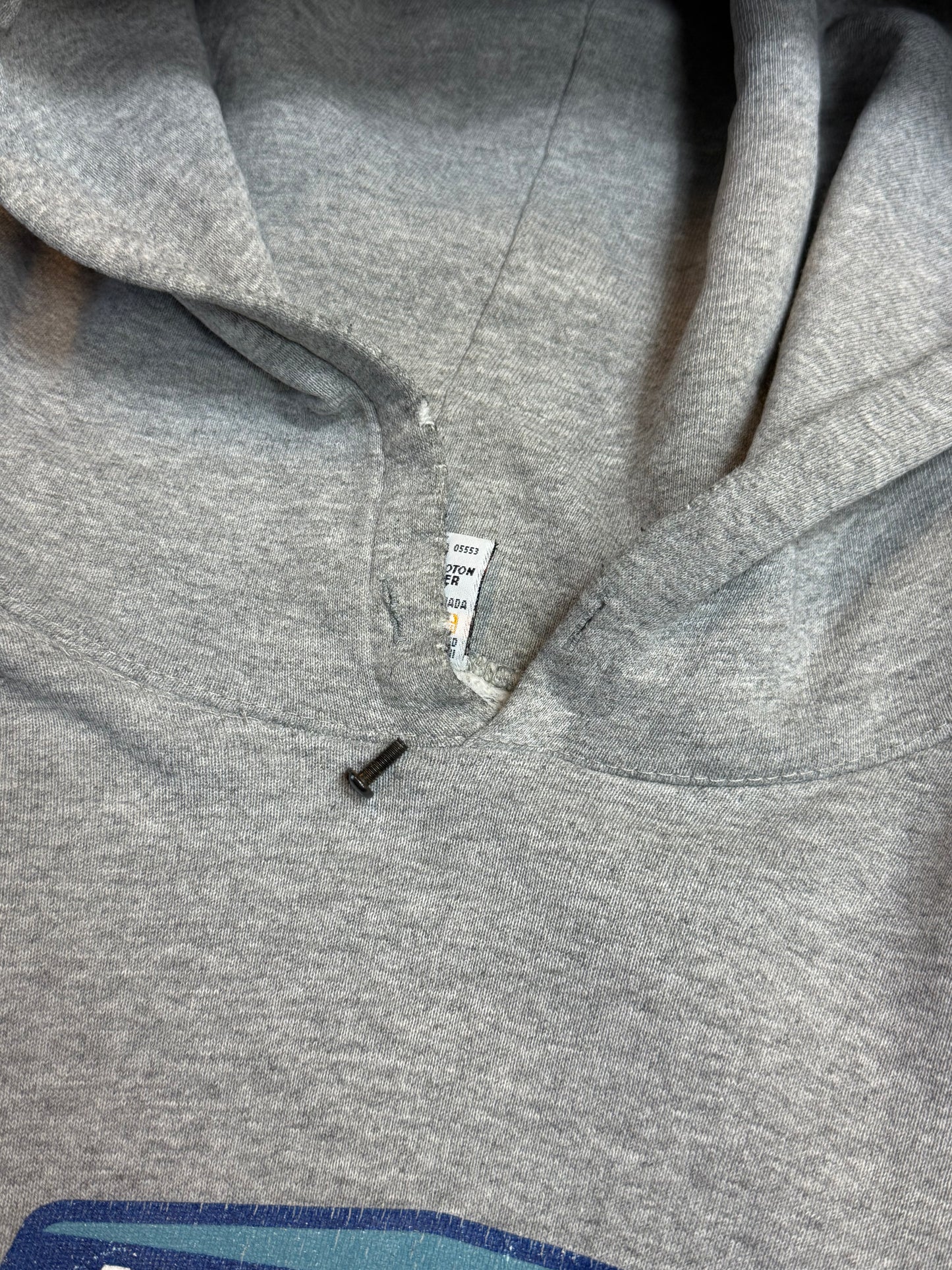 90s Heather Grey Nike blue spellout centre logo Hoodie (XL)
