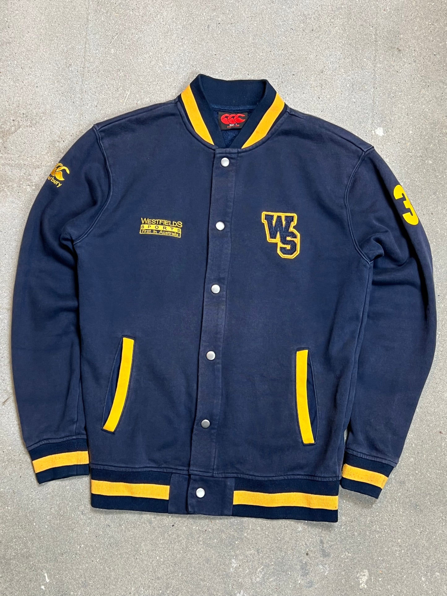 NAVY BLUE VINTAGE VARSITY JACKET UNBRANDED (SMALL)