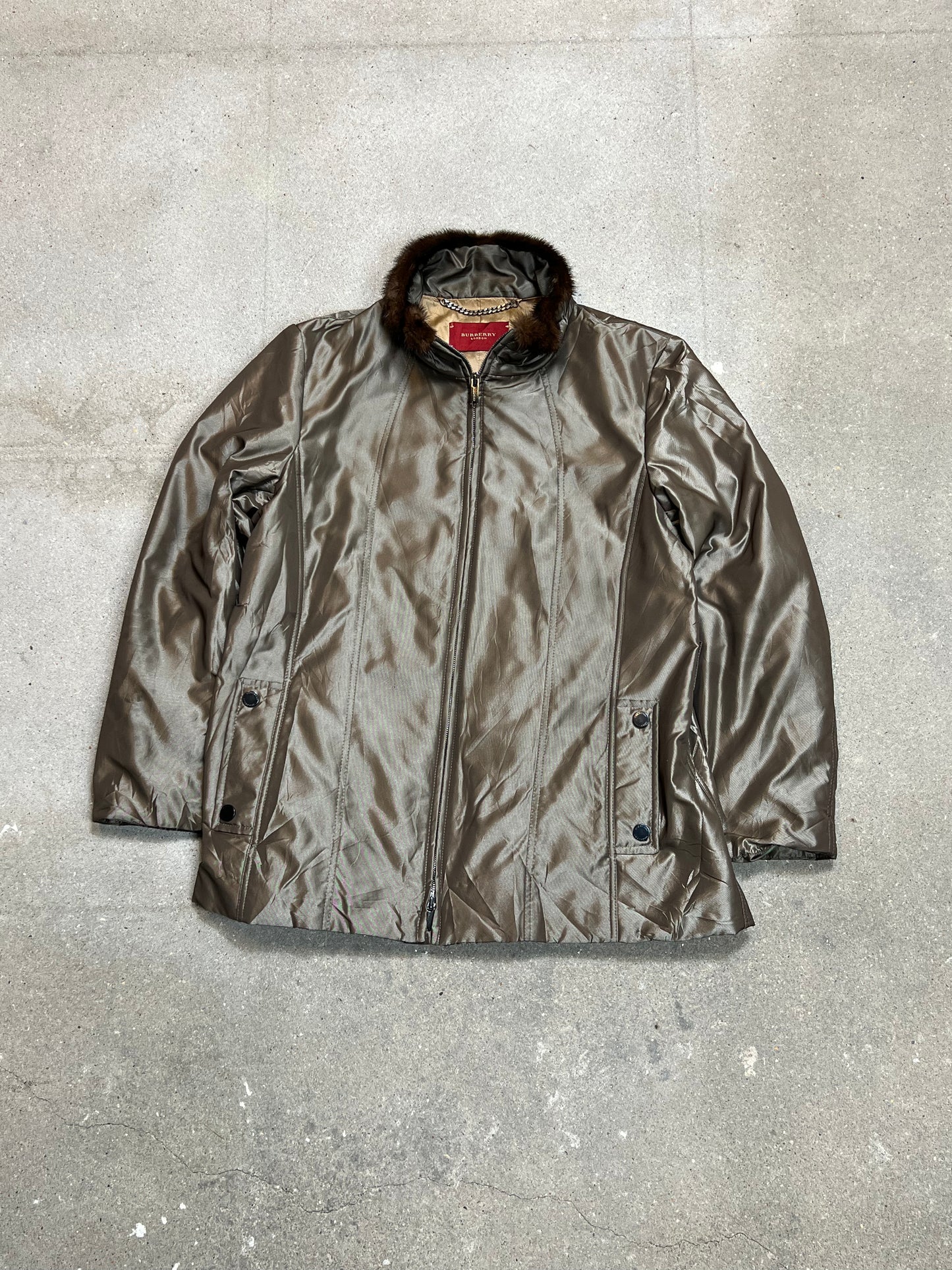 SHINY BROWN VINTAGE BURBERRY JACKET (MEDIUM)