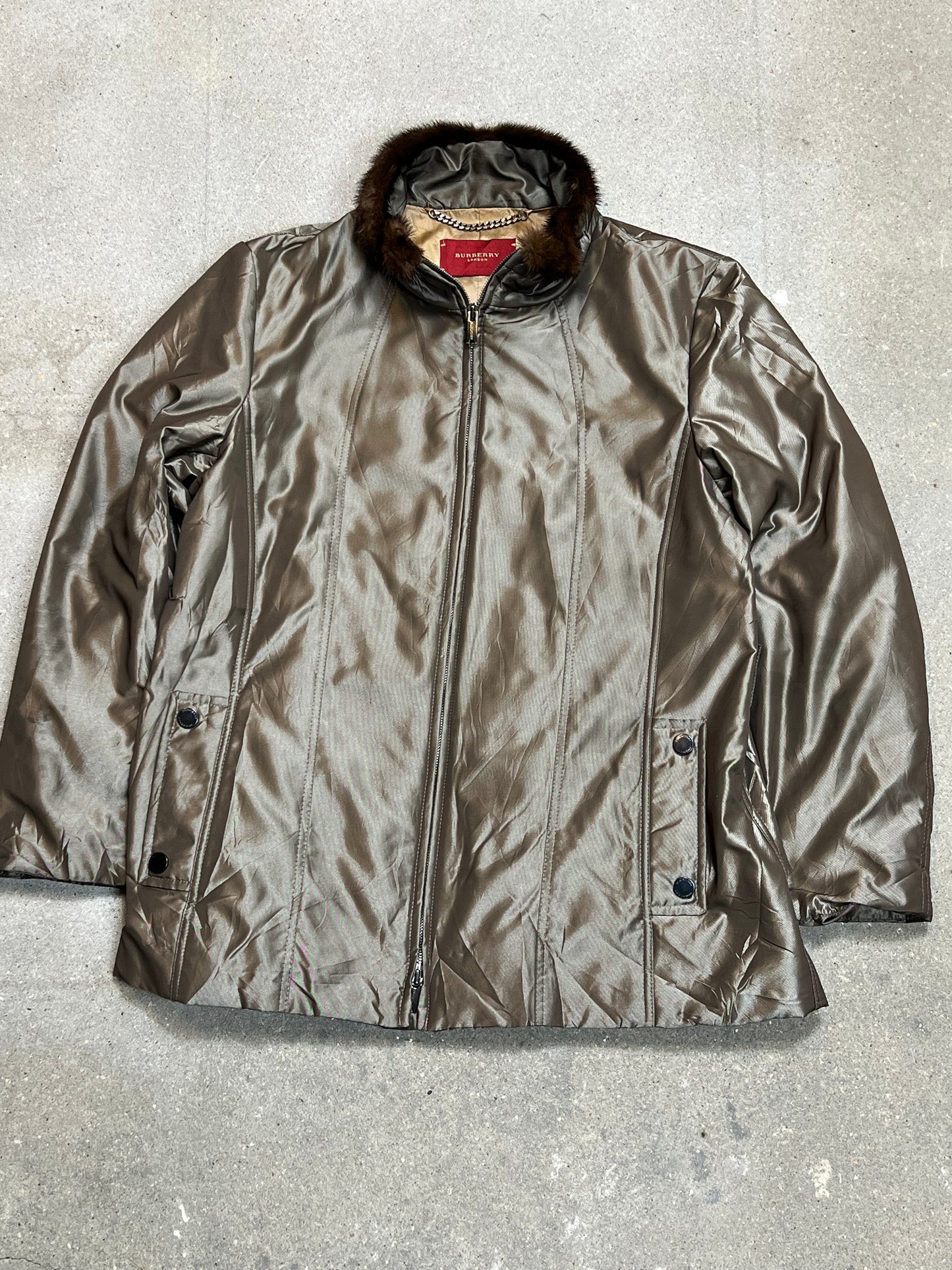 SHINY BROWN VINTAGE BURBERRY JACKET (MEDIUM)
