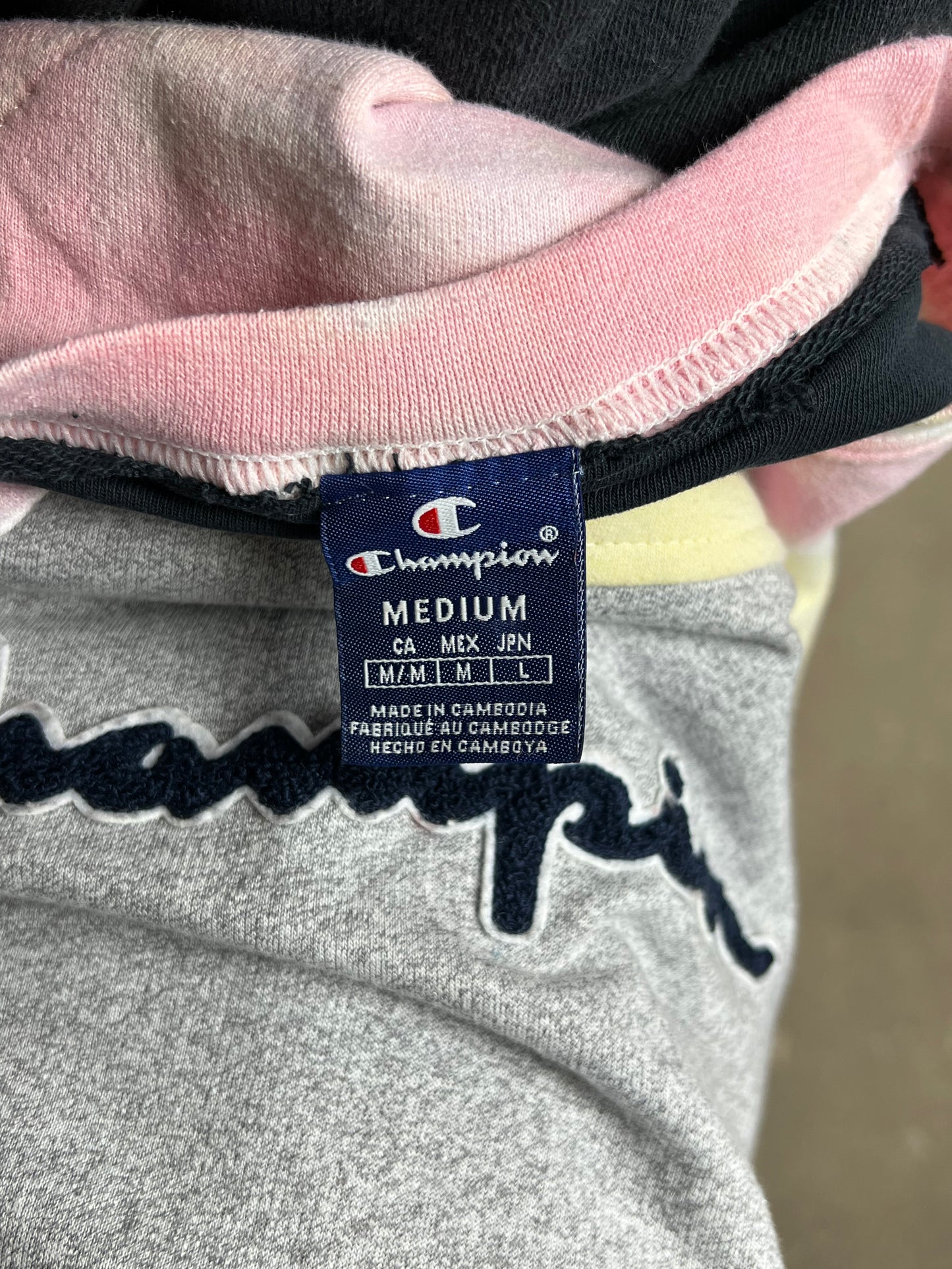 CHAMPION SPELL OUT RENEWED UPCYCLED SWEATSHIRT (LARGE)
