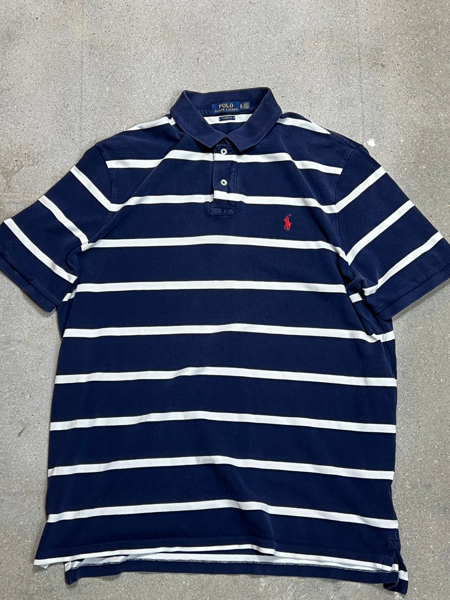 MARINEBLAU GESTREIFTES RALPH LAUREN CLASSIC FIT PIQUE-POLO (XL)